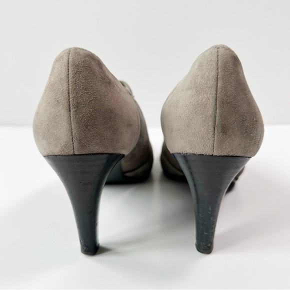 ECCO Woman Gray Suede Ankle Heel Boots EU39 Classic Contemporary - Picture 5 of 10